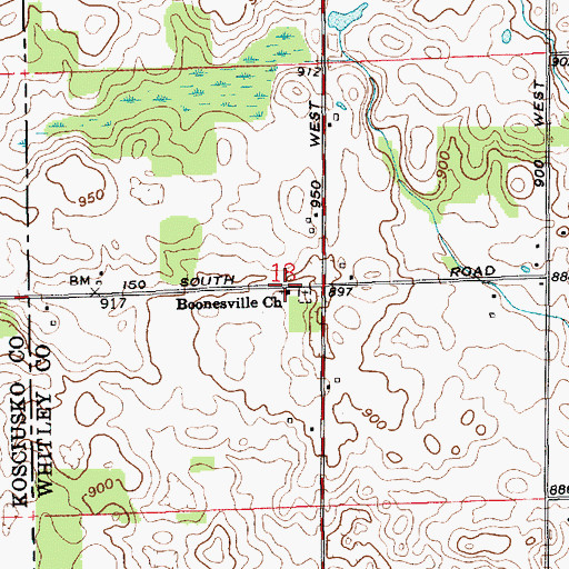 Topographic Map of Boonesville Church, IN