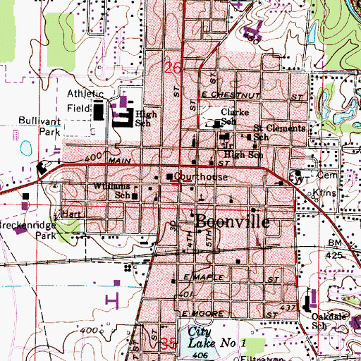 Topographic Map of Boonville, IN