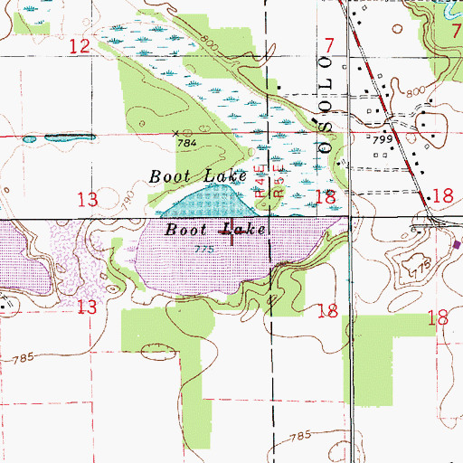 Topographic Map of Boot Lake, IN