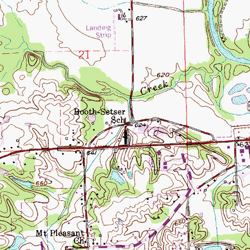 Topographic Map of Booth-Setser School, IN