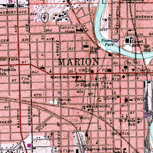 Topographic Map of Martin Boots Elementary School, IN