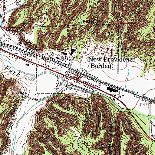 Topographic Map of Borden, IN
