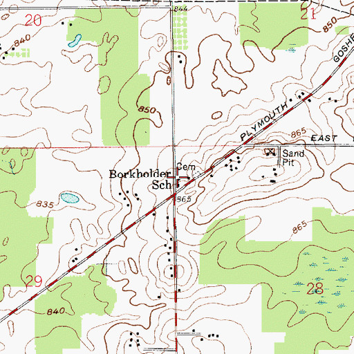 Topographic Map of Borkholder School, IN
