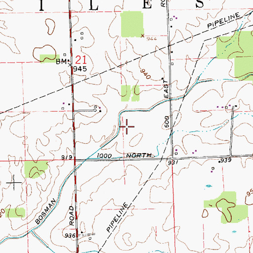 Topographic Map of Bosman Ditch, IN