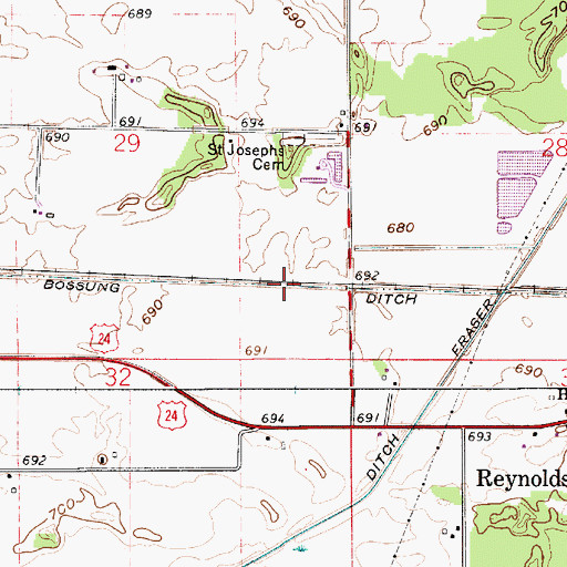Topographic Map of Bossung Ditch, IN