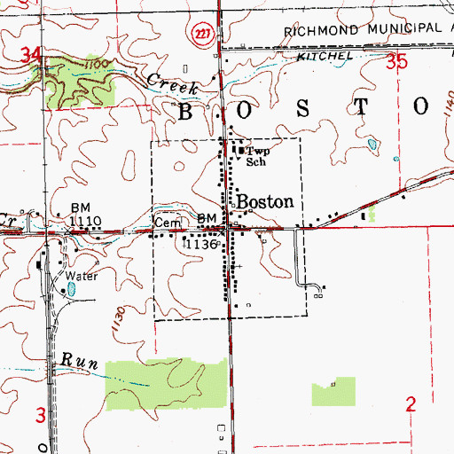 Topographic Map of Boston, IN