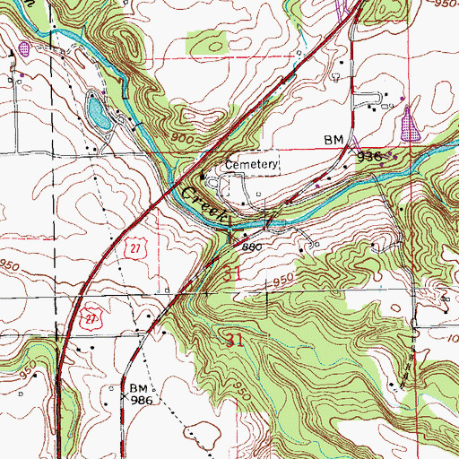 Topographic Map of Boston Creek, IN