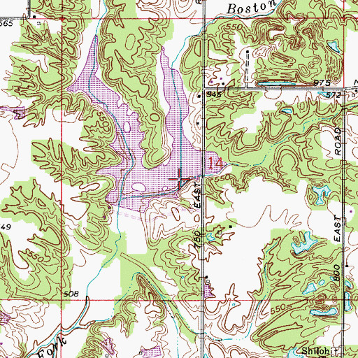 Topographic Map of Boston Creek, IN