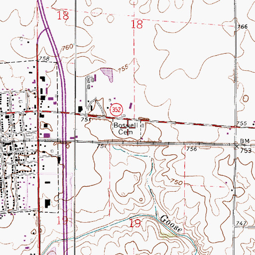 Topographic Map of Boswell Cemetery, IN