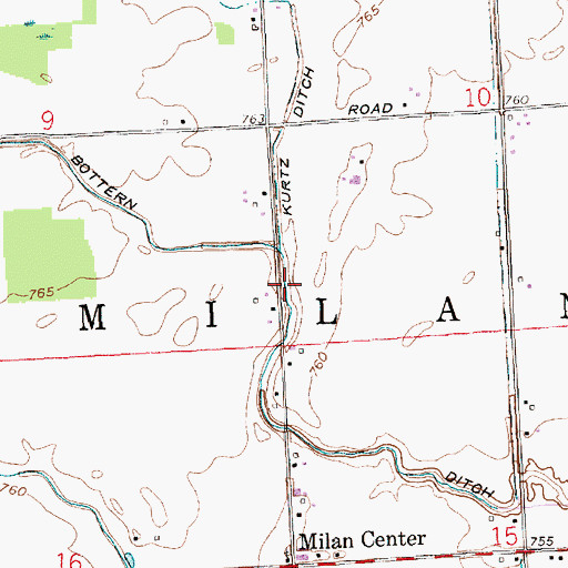 Topographic Map of Bottern Ditch, IN