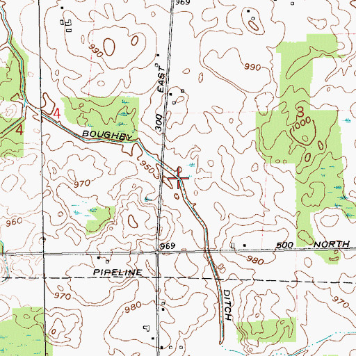 Topographic Map of Boughey Ditch, IN