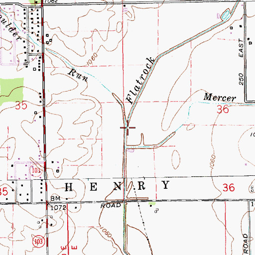 Topographic Map of Boulder Run, IN