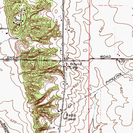 Topographic Map of Bound Cemetery, IN