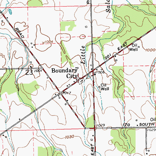 Topographic Map of Boundary City, IN