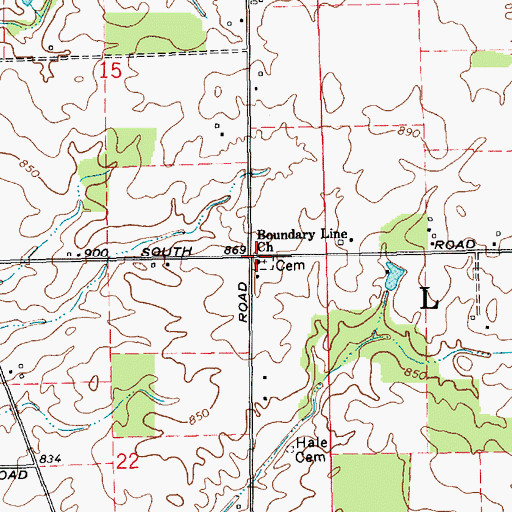 Topographic Map of Boundary Line Church, IN