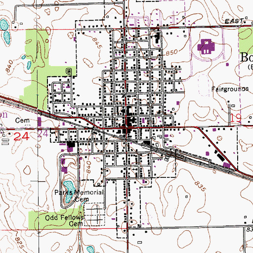 Topographic Map of Bourbon, IN