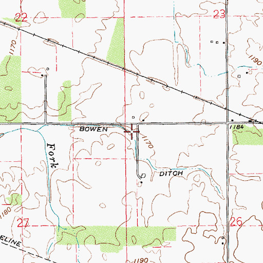 Topographic Map of Bowen Ditch, IN