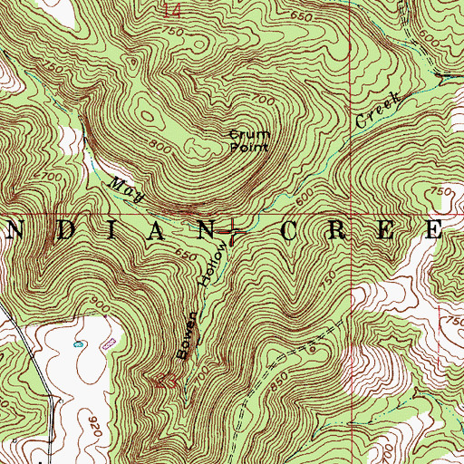 Topographic Map of Bowen Hollow, IN