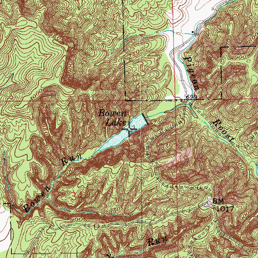 Topographic Map of Bowen Lake, IN