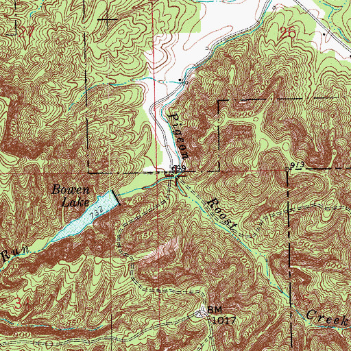 Topographic Map of Bowen Run, IN