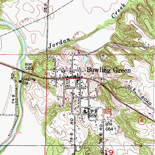 Topographic Map of Bowling Green, IN
