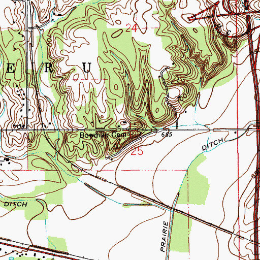 Topographic Map of Bowman Cemetery, IN