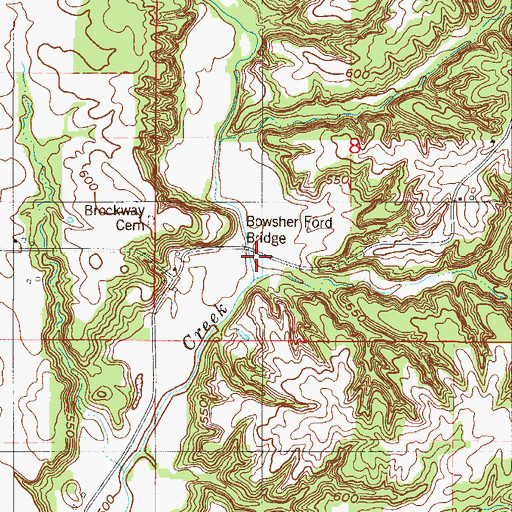 Topographic Map of Bowsher Ford Bridge, IN