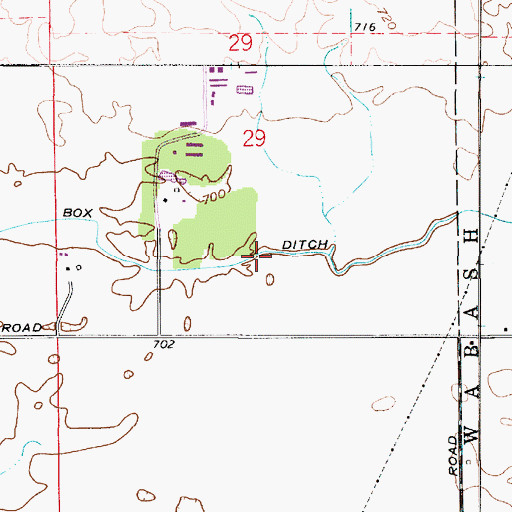Topographic Map of Box Ditch, IN
