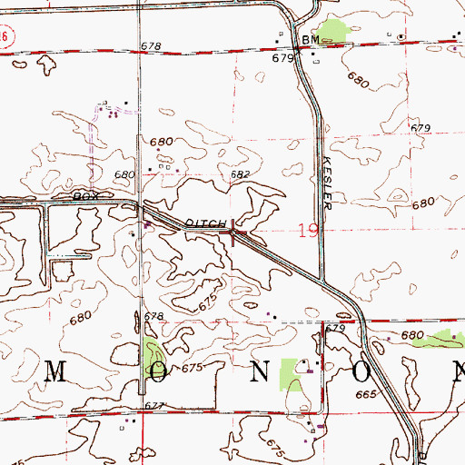Topographic Map of Box Ditch, IN