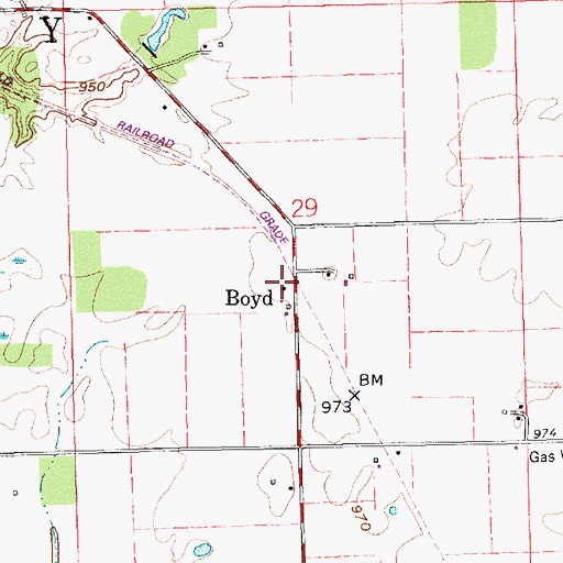 Topographic Map of Boyd, IN