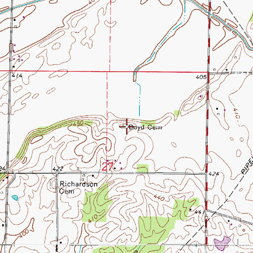 Topographic Map of Boyd Cemetery, IN
