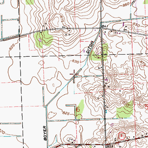 Topographic Map of Boyer Ditch, IN