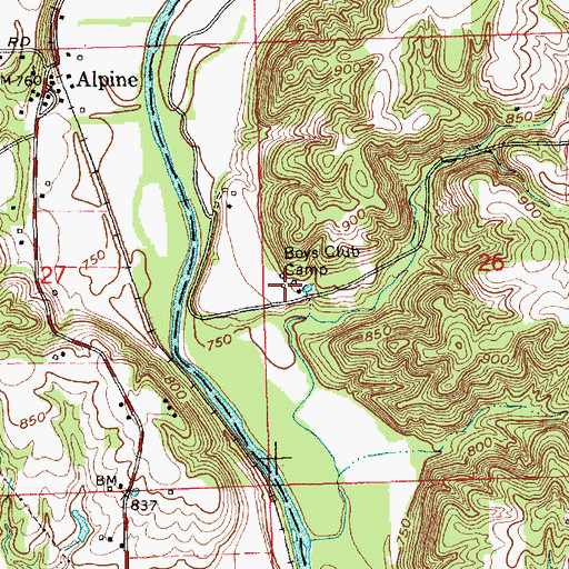 Topographic Map of Boys Club Camp, IN
