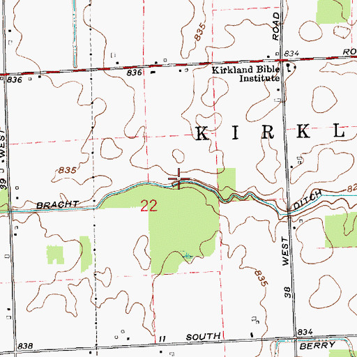 Topographic Map of Bracht Ditch, IN