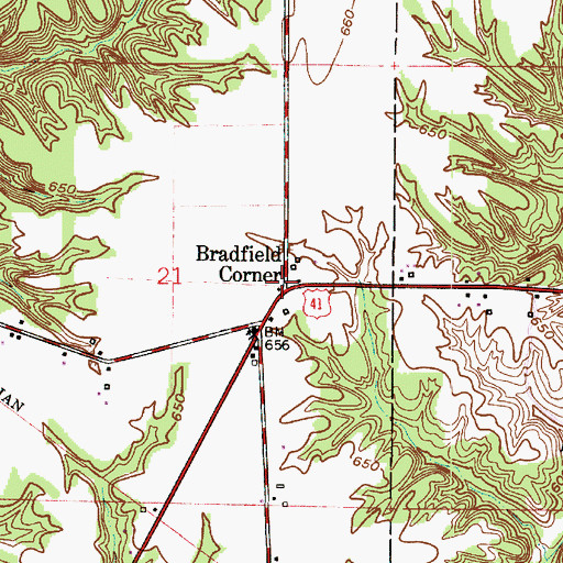 Topographic Map of Bradfield Corner, IN