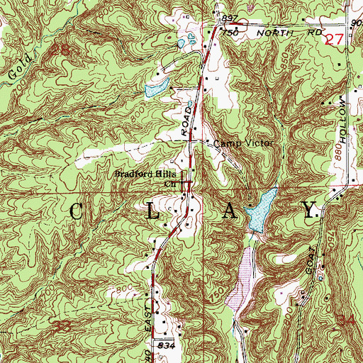 Topographic Map of Bradford Hills Church, IN