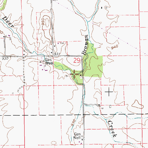 Topographic Map of Branan Creek, IN