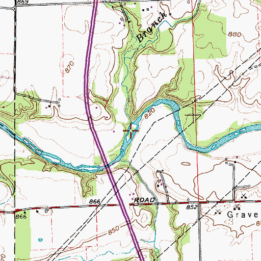 Topographic Map of Branch Creek, IN