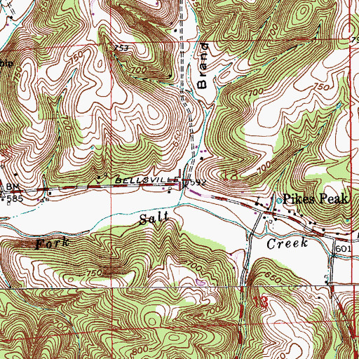 Topographic Map of Brand Hollow, IN