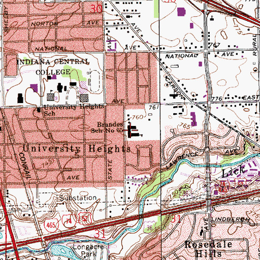 Topographic Map of Raymond F Brandes Elementary School, IN