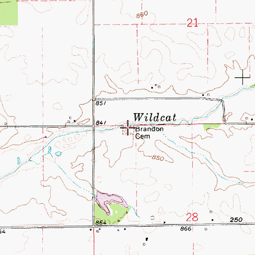 Topographic Map of Brandon Cemetery, IN