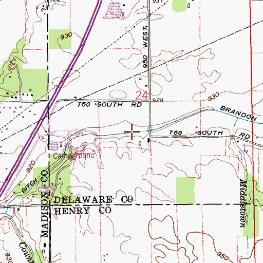 Topographic Map of Brandon Ditch, IN