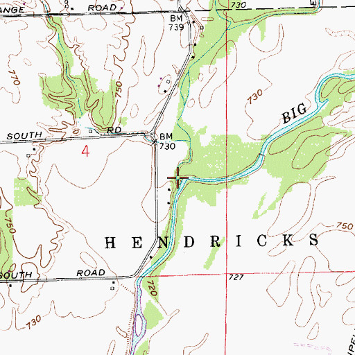 Topographic Map of Brandywine Creek, IN