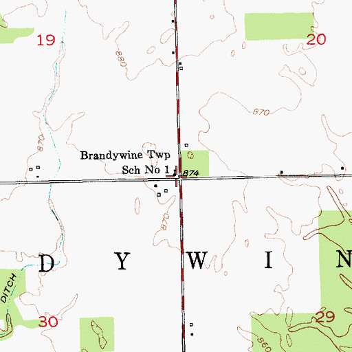 Topographic Map of Brandywine Elementary School, IN