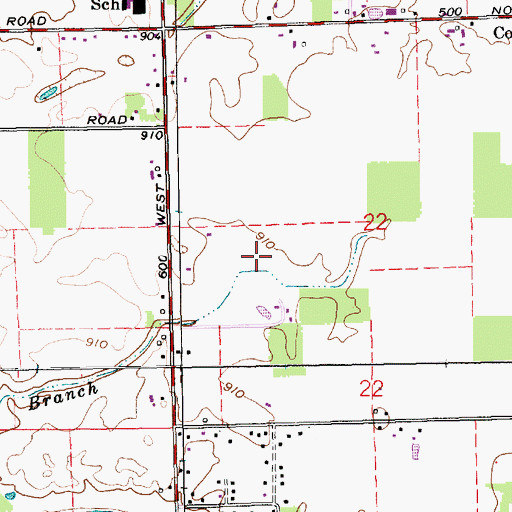 Topographic Map of Branson Ditch, IN