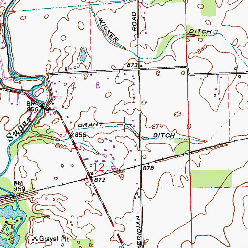 Topographic Map of Brant Ditch, IN