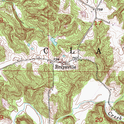 Topographic Map of Braysville, IN