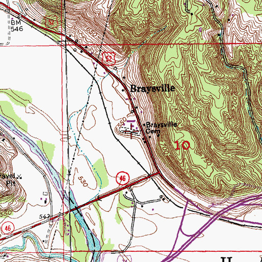 Topographic Map of Braysville Cemetery, IN