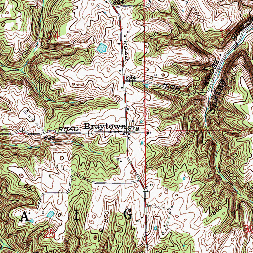 Topographic Map of Braytown, IN