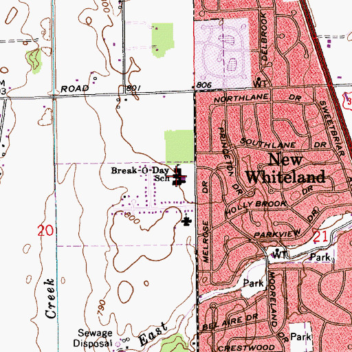 Topographic Map of Break-O-Day Elementary School, IN